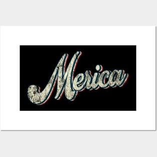 Merica Vintage Retro Style 4th Of July Shirt Posters and Art